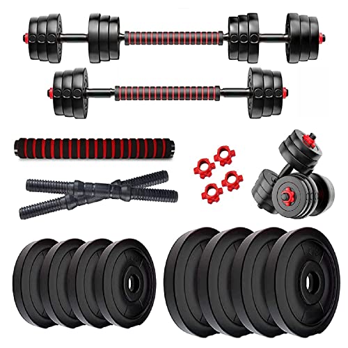 BodyFit Polyvinyl Chloride (PVC) Dumbles Home Gym Set, Weight Plates + 1 Multi-Expandable Barbell Rod, 2 Stylish Dumbbell Rods, Unisex Exercise Set. (10kg Weight Plates(2.5kgx4))
