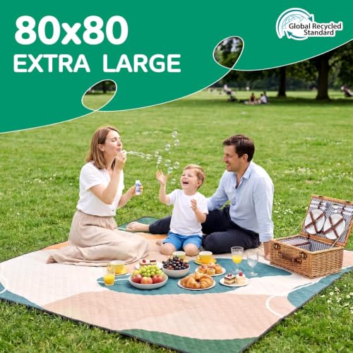 RYCHIC Waterproof Picnic Blanket Outdoor Camping Beach Mat Outside Rug Tent Floor Carpet Extra Large Foldable Sandproof Car Essential Roadtrip Rv Accessories Glamping Gear Must Haves Hiking Gift - Image 2