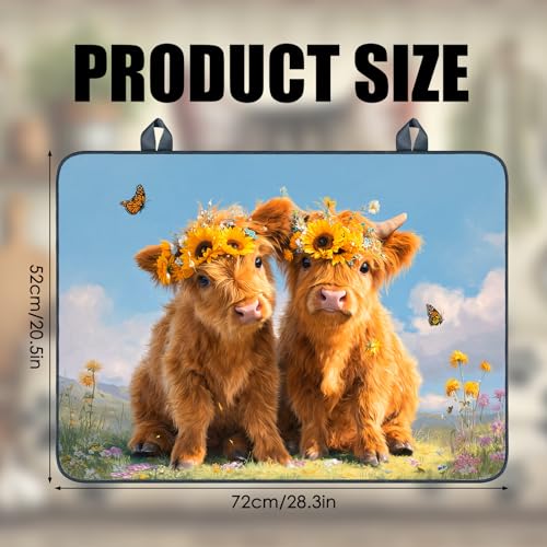 Image of Nuxovilar Highland Cow Stove Cover Diatom Mud 28.65x20.47 In | Glass Protector Countertop Mat Counter Saver Cooktop Cover Farmhouse Cottage RV Room (Highland Cow Wreath)