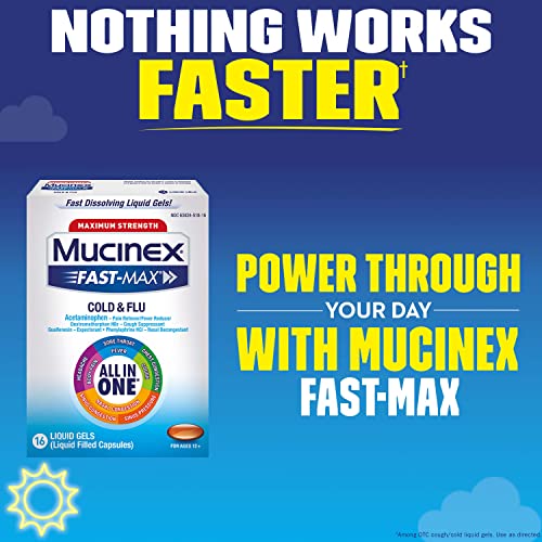 Mucinex Maximum Strength Fast-Max Cold & Flu All-In-One Liquid Gels, 16Ct (Packaging May Vary) (Pack Of 2) #TOP6