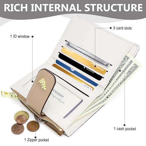 Womens Wallet Cute Small Wallets for Women Thin Green Women's Wallet Kawaii Flower Card Wallets for Women Ladies(# P Brown Flower Wallet for Women)4