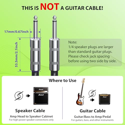 12 awg ofc speaker cable 14 inch 66ft nylon braided-kevlar-reinforced-noiseless design triple2 copperampal-foilshielded guitar amp head to cabinet cable for marshall boss cabamphead