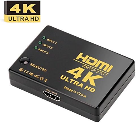 HDMI Switch 4K, AMALINK Ultra HD 4K HDMI Switcher Splitter 3 x 1 for HD-DVD/Sky-STB/ PS3/ Xbox36, Black (4 in 1)