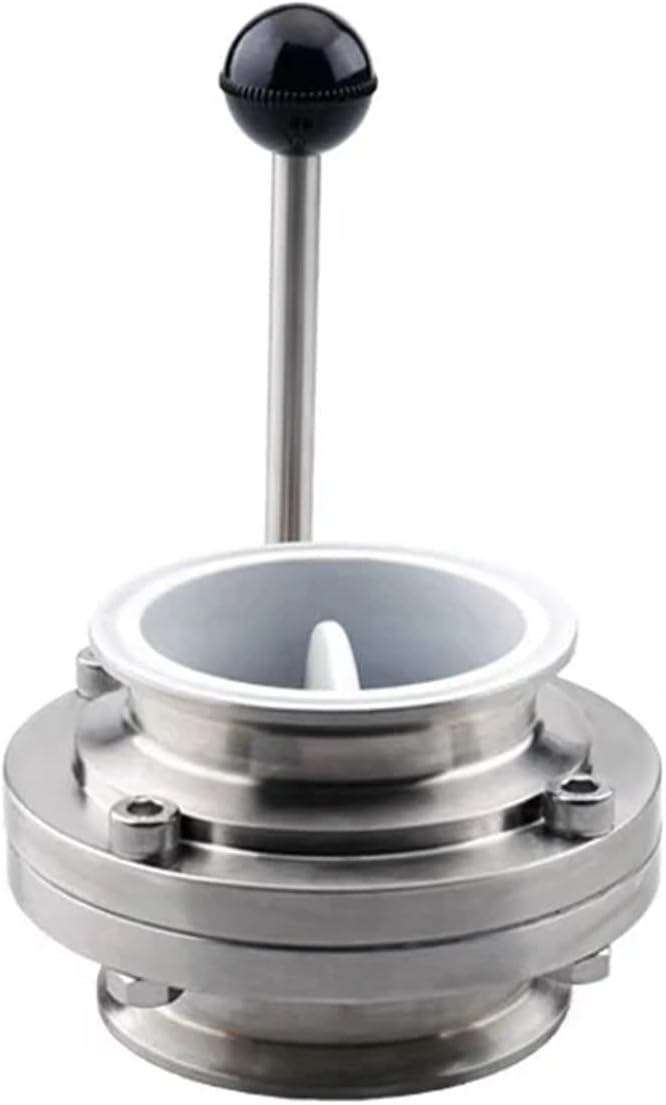 Butterfly valve 304 stainless steel clamp butterfly valve corrosion resistant solvent food sanitary grade manual(38mm TC50.5mm SS316L)