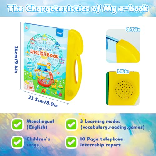 Image of PATPAT 8 Themes Intelligent Book for Kids with Pen, 16 Pages Interactive Musical Book for Kids Cartoon Illustration Educational Sound Books, Kid Toys for 2-5 Years Girl(Battery Not Included)