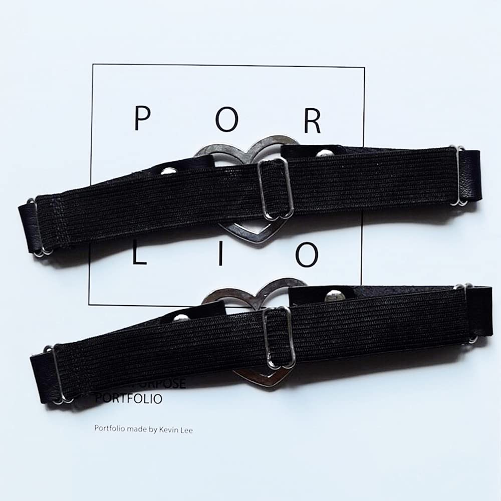 2PCS Leather Heart Garter - Adjustable Leg Ring for Cosplay, Spike Party