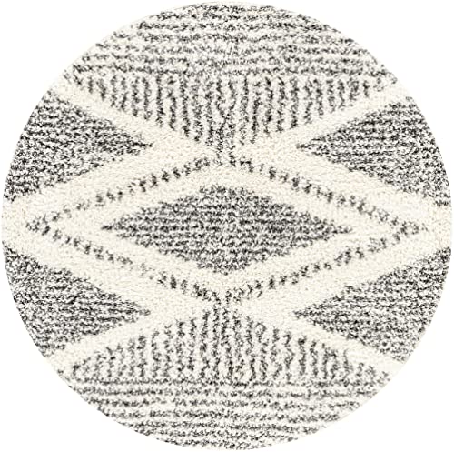 Mark&Day Area Rugs, 5ft Round Gever Global Shag Charcoal Area