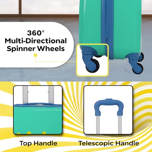 FUL Unisex Kid's Minions 21 Inch Carry On Luggage, Hardshell Rolling Suitcase with Spinner Wheels, Teal4