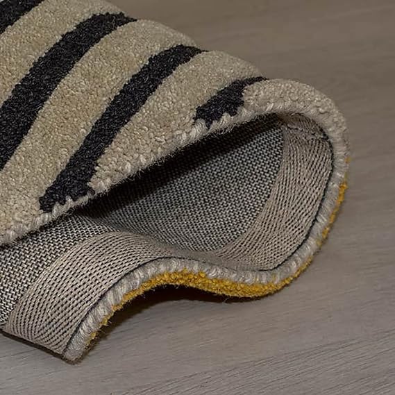 Image of Handmade Pure Woollen Carpet Collection for Hall with 1.0 inch inch Thickness 6 X 6 Feet - Round Gold Grey DH
