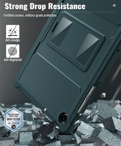 Image of MoKo Shockproof Case Fit Samsung Galaxy Tab A11+ Plus / A9+ 11 Inch | Full Body Rugged Stand Back Cover with Built-in Screen Protector for Galaxy Tab A11+ / A9+ Tablet, Midnight Green