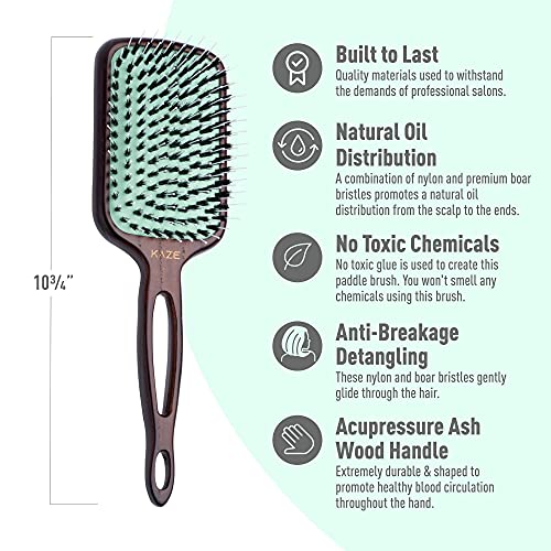 Value Bundle Luxury Boar Bristle Paddle Brush And Professional Series Curling Iron 1 1/4 Inch By Mint | Extra-Long 2-Heater Ceramic Barrel That Stays Hot. Travel-Ready Dual Voltage. #TOP6