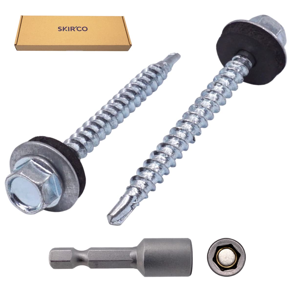 50 Viti Autoperforanti Per Tetti 4.8x50mm - Testa Esagonale, Rondelle EPDM, Colore Rosso Ossido - Foto 4