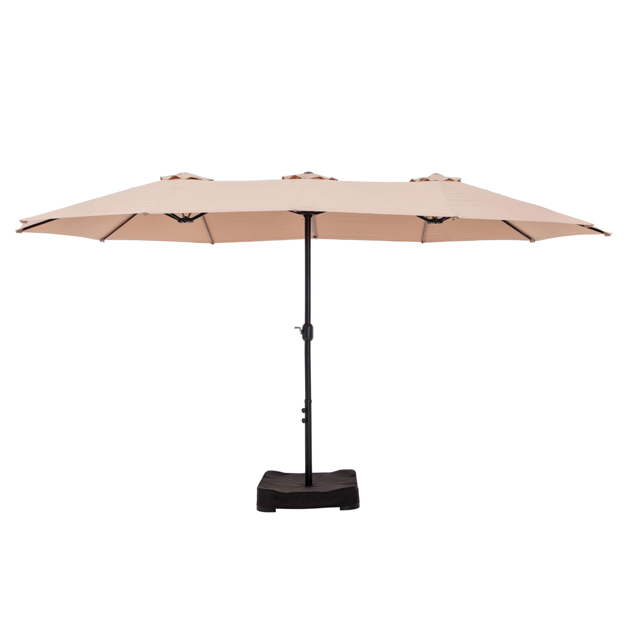 MFSTUDIO 15ft Double Sided Patio Umbrella with Base Included, Outdoor Large Rectangular Market Umbrellas with Crank Handle for Deck Pool Shade