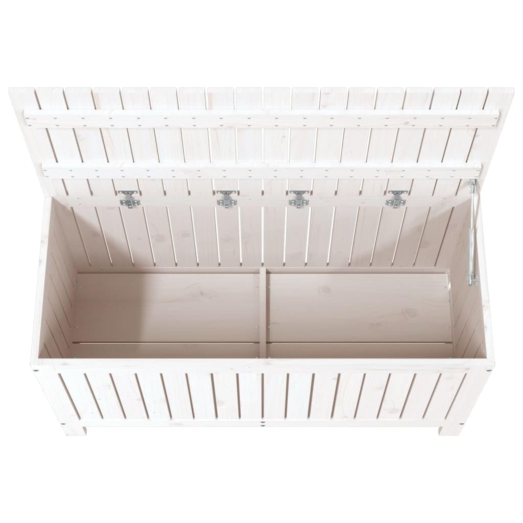 vidaXL Boîte de Rangement de Jardin, Coffre à Outils avec Couvercle, Bac de Rangement, Organisateur de Salon Chambre, Moderne, Blanc Bois de Pin Massif