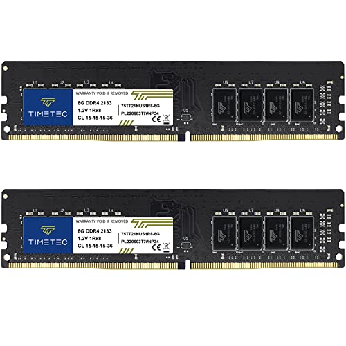 Timetec 16GB KIT (2x8GB) DDR4 2133MHz (PC4-2133P) PC4-17000 UDIMM Desktop RAM – 288-Pin 1.2V CL15 Non-ECC Unbuffered DIMM Memory Module Upgrade