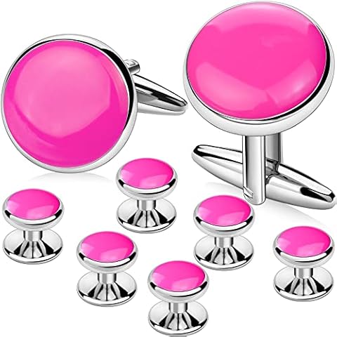 AMITER Men’s Cufflinks and Tuxedo Studs Set, Suitable for Black Suit White Shirts on Wedding, Anniversary, Birthday Cover