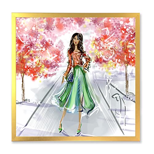 Décoration murale traditionnelle DesignQ pour un salon élégant avec illustration de mode au parc