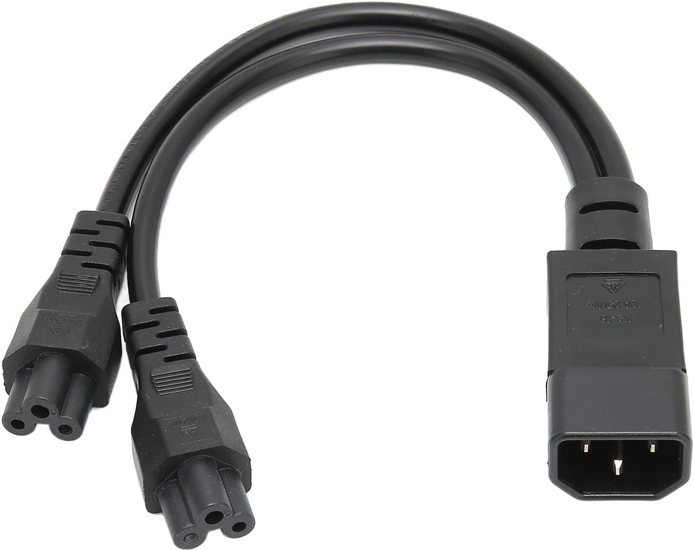 TECH-TOK C14 To 2x C5 IEC320 Power Cable Y splitter 10A 250v - 30cm
