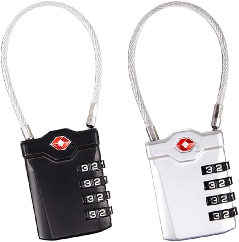 Outanaya 2Pcs Travel Luggage Lock Combination Padlocks with Open Red Indicator Lightweight Secure Suitcase Locks for Outdoor Safety Silver Black