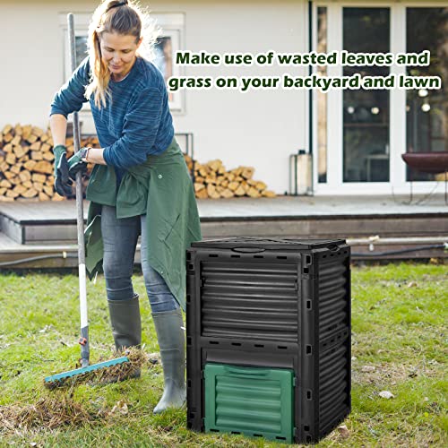 Composter Latch Happygrill Outdoor Compost Bin, Composting Box w/Top Flip Latch-on Lid ...