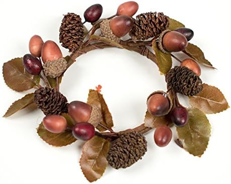 Autumnal Leaves Candle Ring Brown Mix Suitable for 7cm Pillar Candle