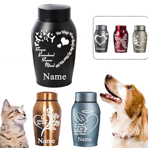 CCZUIML Personalisierte Haustier-Gedenkurnen für Hunde- oder Katzenasche, Haustier-Gedenkurnen aus Holz, Mini-Urnen aus Aluminium für Verlorene Haustiere, Fotobox für Haustier-Einäscherung
