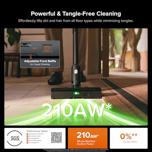 Image of roborock H60 Hub Ultra Cordless Vacuum Cleaner with Auto-Empty Dock, 210AW Suction Stick Vacuum Cleaners for Home and Pet Hair, Rechargeable, 90-Min Runtime, Anti-Tangle Brush, 140 LED Dust Detection