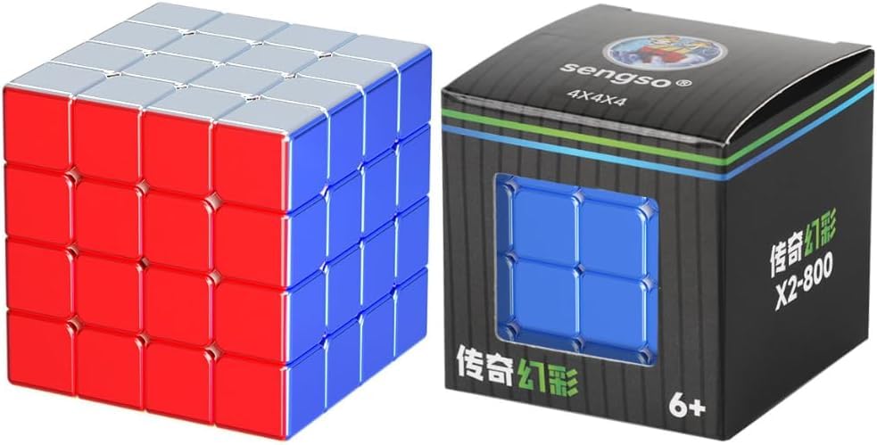 Image of HAWKISTER Kids Sengso Legend 4x4 Metallic Speed Cube Metallic 4x4x4 Magic Cube Puzzle