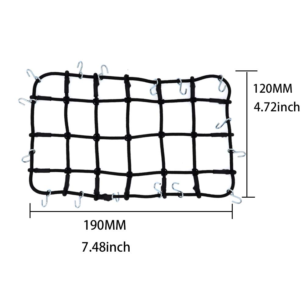 REhobby 1/10 RC Elastic Luggage Net 19x12cm with Hooks for 1:10th RC Crawler Rock Climbing Truck Car D90 TRX4 Roof Rack (Black)