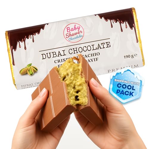Dubai Chocolate PREMIUM - Barra de Chocolate Kunafa con Pistacho, Delicioso Regalo Gourmet, 190 g