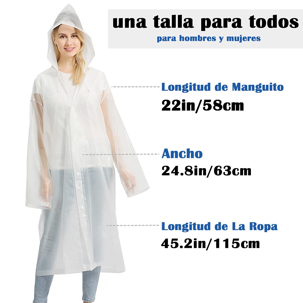 Opret Chubasqueros Impermeable (Paquete de 2), Reutilizable Ponchos Impermeables Chaquetas Capa Lluvia con Mangas y Capucha para Mujer y Hombre