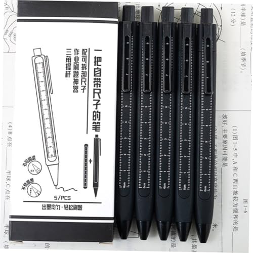 Bolígrafos de gel Ruler 5 piezas tinta negra retráctil miniatura 7