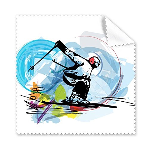 Chiffon de nettoyage téléphone et ski freestyle sur les pistes enneigées