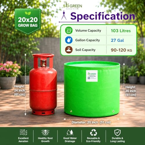 Image of HDPE Grow Bags 20X20 Inch (Pack of 3) | 260 GSM Plant Grow Bags UV-Protected Garden Bag | Growbags for Plants Terrace Gardening | Heavy Duty Plant Bag