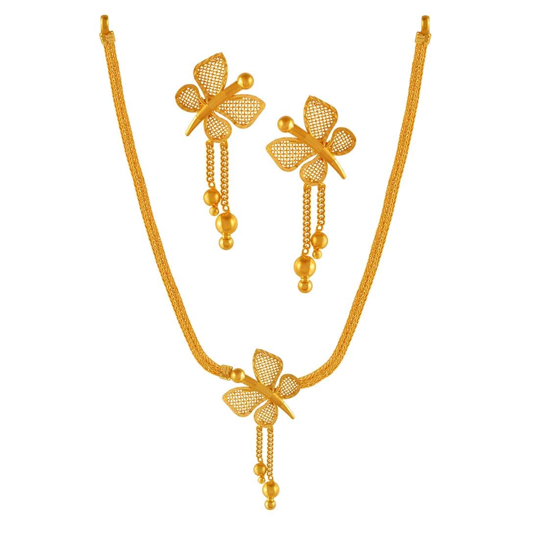 P.C Chandra Jewellers Luxuries 22KT(916) Yellow Gold Dainty Butterfly Designer Lightweight Necklace and Earrings Set (B0C7LD5JLM) Amazon Price History, Amazon Price Tracker