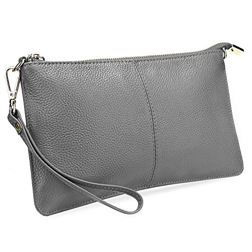 Image of YALUXE Genuine Leather Wristlet Handbags Purses Cell Phone Pocket Clutch Wallet Crossbody Bags for Women