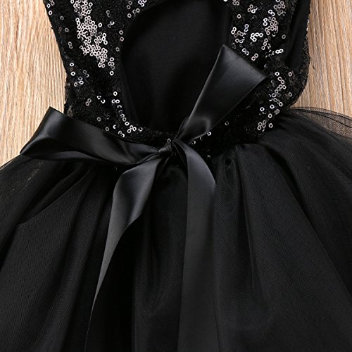 Baby Girl Sequin Tulle Tutu Sleeveless Backless Dress Tunic Princess Wedding Outfit Clothes (Black, 18-24 Months) #TOP5