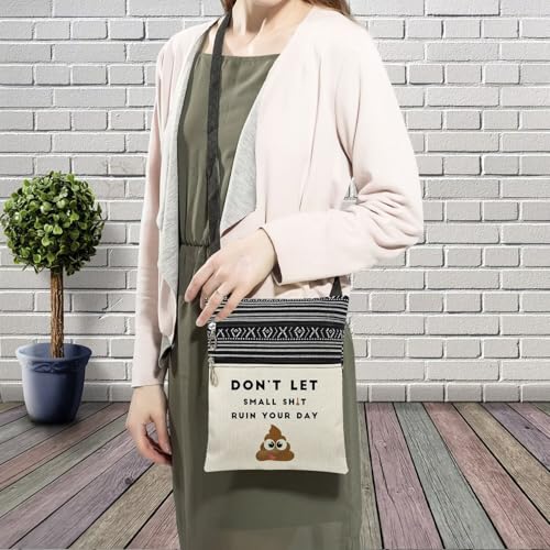 Funny Slogan Messenger Bag Small Ethnic Pattern Printed Adjustable Strap Crossbody Zipper Bag Don't Let That Ruin Your Day Phone Bag Wallet Cute Shoulder Handbag for Women Friends3