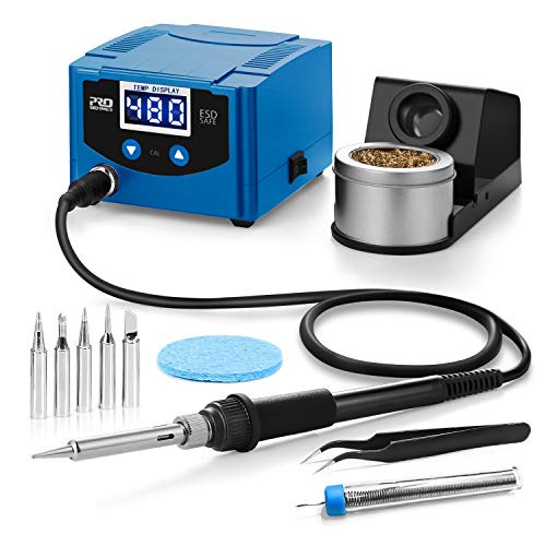 Digital Soldering Station, 75W PROSTORMER Solder Station Welding Iron with Professional Precision Temp Control(392â€”896Â°F), Built-in Transformer, ESD Safe, Lead-Free, Timed Sleep/Shutdown