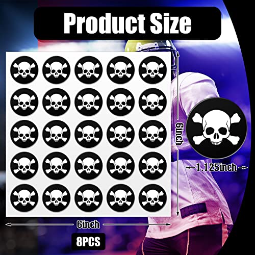 Image of Leinuosen Helmet Stickers Football Baseball Helmet Decals 1-1 /8 Inch Vinyl Sports Football Decals Self Adhesive Hockey Stickers for Hockey, Lacrosse, Batting(Black Print White,Skull)