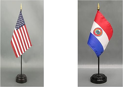 Miniatura 5 de Fabricado en los Estados Unidos. 1 escritorio de oficina de rayón estadounidense y 1 internacional de 4 x 6 pulgadas y bandera de mesa pequeña que