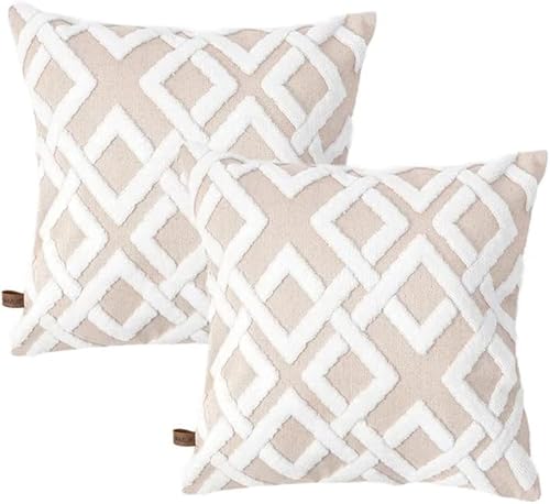 HAMUR HOME Conjunto De 2 Fundas De Cojín 45 X 45 Cm - Funda De Cojín Boho Decorativa - Funda Decorativa De Almohada para Sofá - Fundas De Almohadón Decorativas para Salón (Mila Beige) - imagen 2