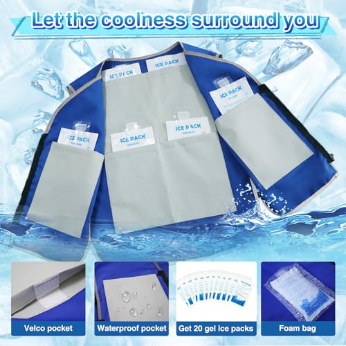 Cooling Vest With 20pcs Ice Packs for Men Women - Cold Vest Adjustable Cool Jacket for Working Outdoor3