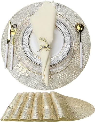 EKKONG Platzset Weihnachten, Weihnachtliche Tischsets 6 Stück...