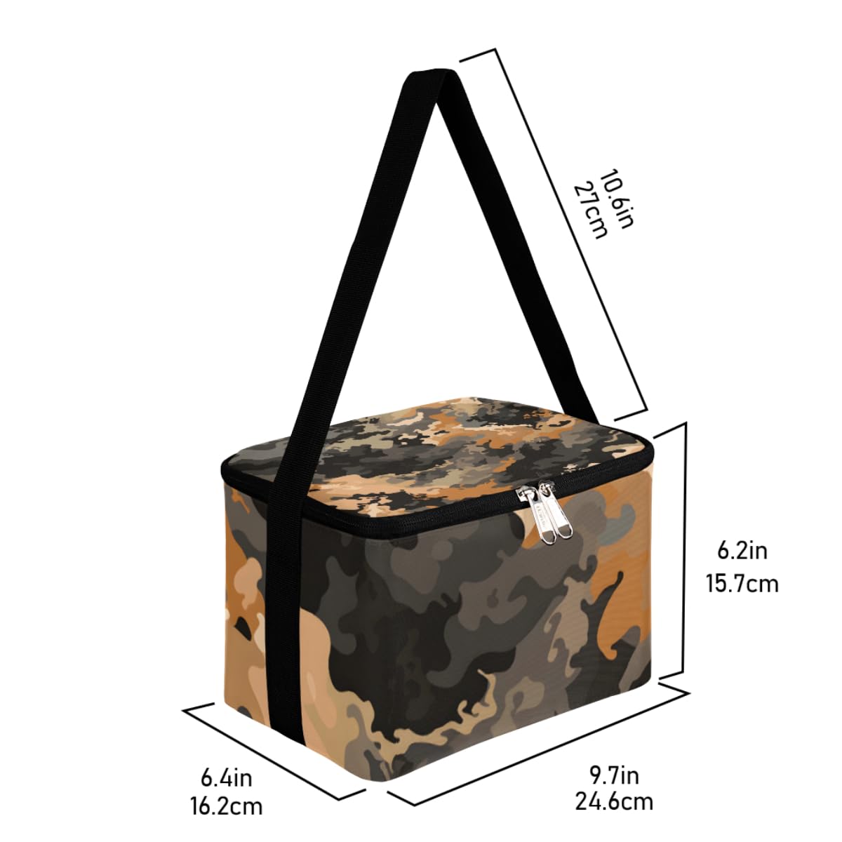 GzLeyigou Lunch Bags for Women Men 9 Cans,Abstract Military Hot & Cold Food Delivery Bag Insulated Grocery Bag Insulated Lunch Box Camouflage Pattern Texture Cooler Bag for Office Work Picnic Beach