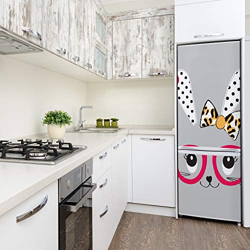 Vinilo para nevera de 60x180 cm autoadhesivo con diseño de conejo con gafas para cocina 4