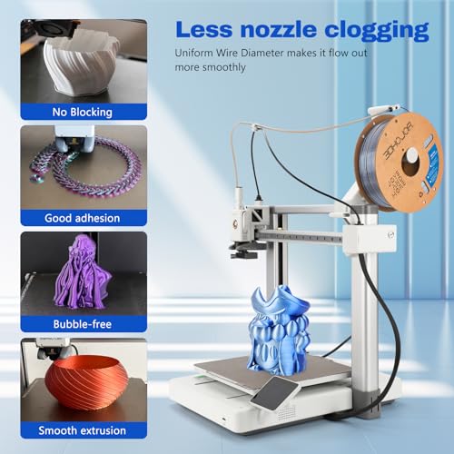Image of 3DHoJor Silk PLA Filament 1.75mm Blue Silver Dual Color PLA 3D Printer Filament 2 in 1 Coextrusion 1KG Spool(2.2lbs) 3D Printing Filament Dimensional Accuracy + /- 0.03mm Fits for Most FDM 3D Printers