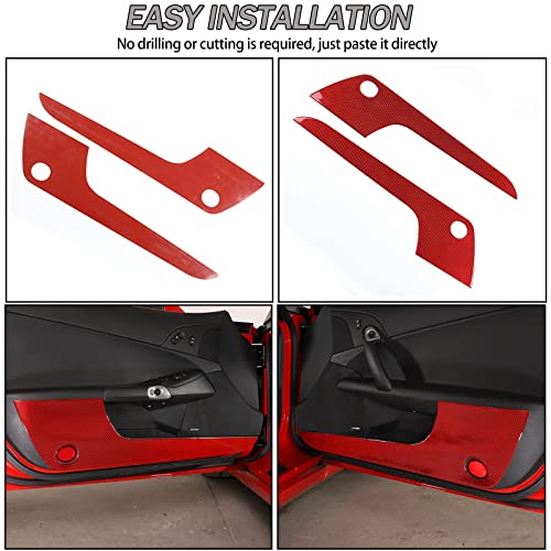 Lcojicep Car Door Anti Kick Panel Trim Sticker Compatible With Corvette C6 Z06 Zr1 2005-2013 Z06 Zr1, Inner Door Real Carbon Fiber Anti Kick Decorative Panel Protection Accessories, 2Pcs (Red) #TOP5