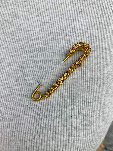 Sincera® Elegant Exclusive Brooch Scarf Safety Pin With Swarovski Crystals Stylish Accessory Black Silver Plated Or Antique Gold Gold (Gold) #TOP1