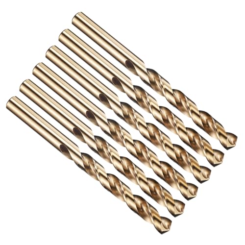 PATIKIL 11.1mm Drill Bit 7/16", Jobber Straight Shank M2 High-Speed Steel 135° Gold Finish for Stainless Steel Hard Metal - 6 Pack